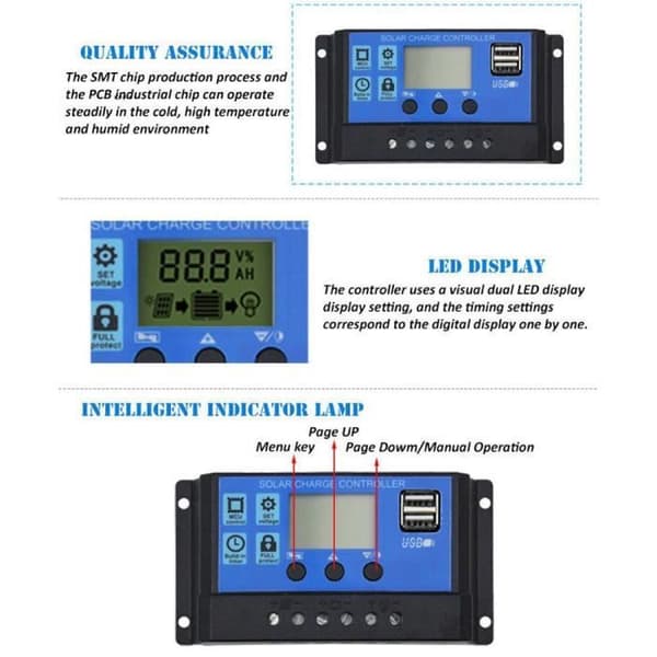 MPPT Laderegulator - 80A - 12V-24V Solpaneler - LCD-skærm - Batteriregulator - Gør-det-selv