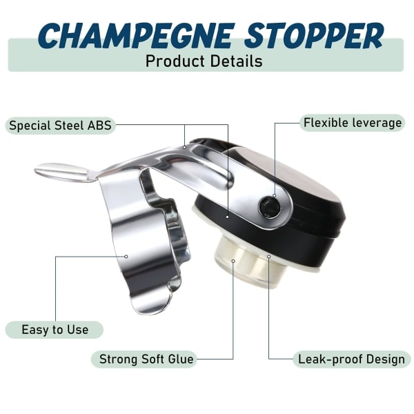 Rustfrit stål champagnepropper 2,71 x 1,93 tommer (8 stk.)