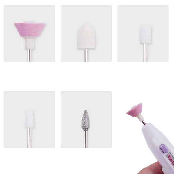 Elektrisk nagelfil med 5 bits vit