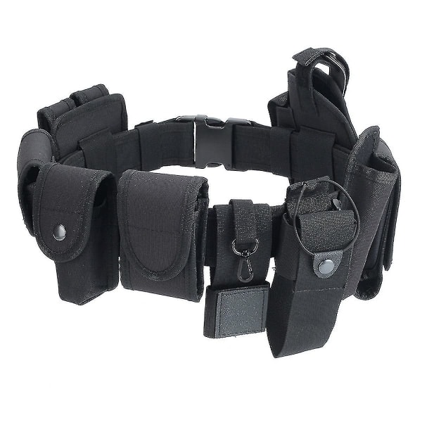 Black multi-pocket tactical waist bag for security personnel