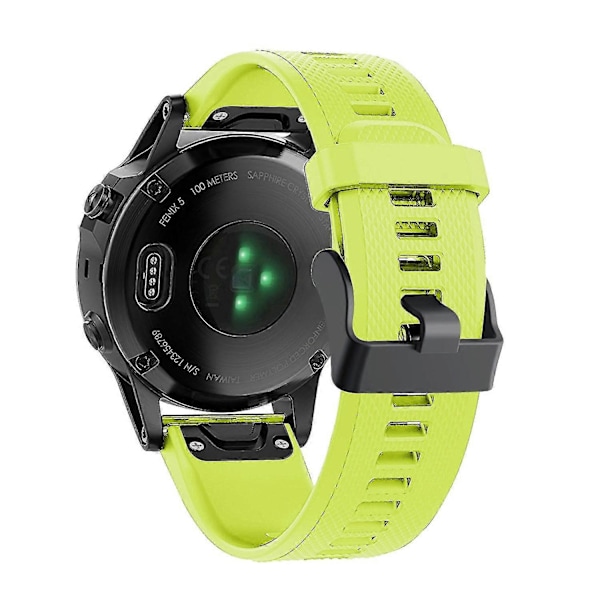 Garmin Fenix 5 -kelloon silikoninen urheiluranneke, säädettävä ranneke mustalla soljella Green yellow Garmin Fenix 5
