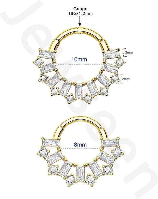 Septumring 16g Smaragd Daith Ørering til Kvinder Klar CZ Septum Clicker Kirurgisk