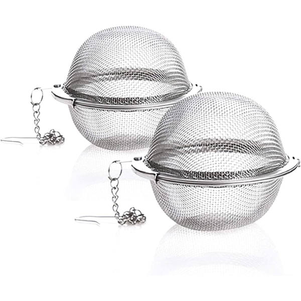 2 stk. te-si, rustfrit stål mesh te-kugle infuser, premium te-filter te-interval diffuser med forlænget kæde krog