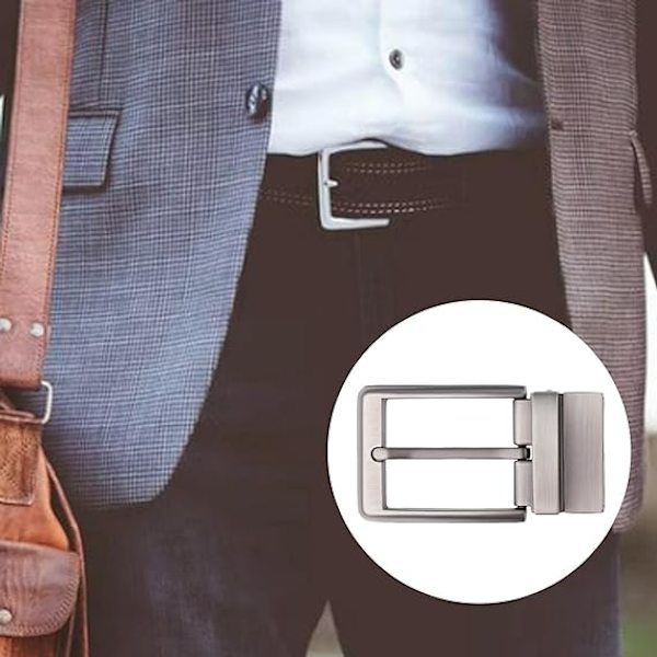 Reversibelt spenne for menn, passer til 34 mm lærreim - førsteklasses kvalitet