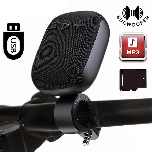 Cykelhøjttaler, trådløs Bluetooth-højttaler til styr, subwoofer til cykling, sort