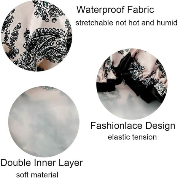 3-pakning dobbeltlags dusjhette vanntett elastisk badehette for kvinner dusj spa salong flerfarget Multicolor