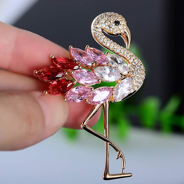 Färgglada Flamingo Broscher Diamant Broscher För Kvinnor Kristall Strass Djur Pins Färgglada Diamo