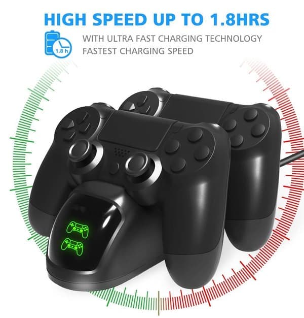 INF Dobbelt ladestation til to PS4/PS4 Slim/PS4 Pro controllere