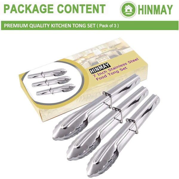 Mini rustfrit stålserverings tang lille metal tang til servering af mad madlavning salat grillning 9" 9" 9"