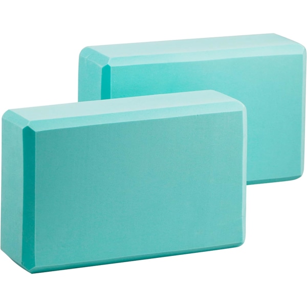 Yogablokke 2 Fitnessblokke - Komfortable Fitness Yogablokke, Skridsikre, Letvægts, Perfekte til Rejse Pilates Praksis Turquoise 23 x 15 x 7.5 cm