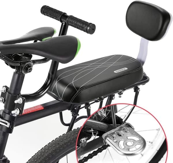 Barncykelsitsar, Barncykel Bakre Vadderad Sits Kit med Ringklocka Fotstöd Handtag Barnsäkerhetshållare Set