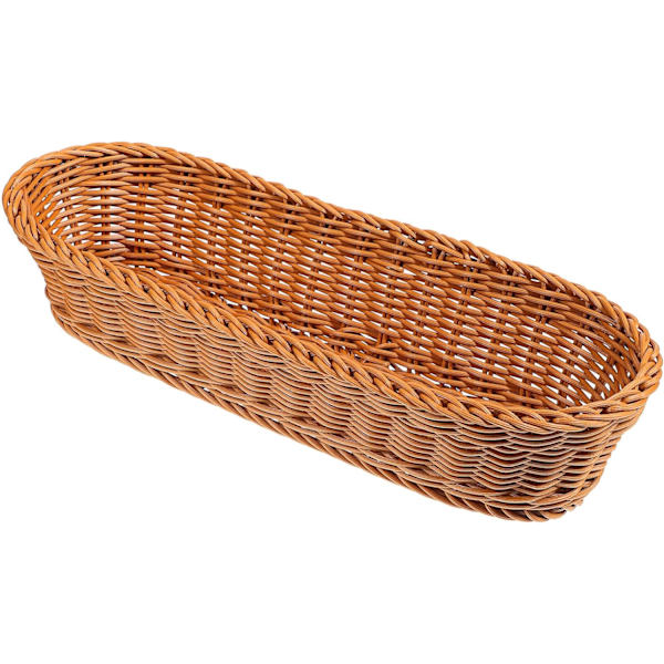 Imitation Rattan Flätad Brödkorg: Oval Lång Brödkorg Dekorativ Matserveringsbricka Snackbehållare Hållare Fruktdisplay Skål Förvaringskorg