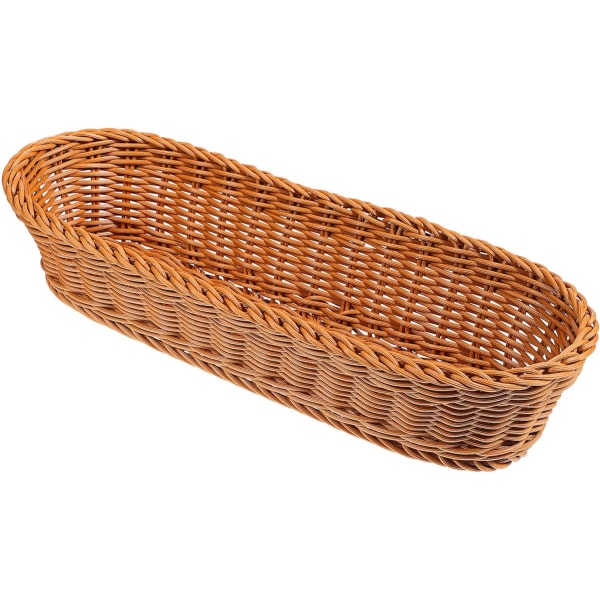 Imitert rotting vevd brødkurv: Oval lang brødkurv dekorativ matserveringsbrett snacks beholder holder frukt display bolle oppbevaringskurv