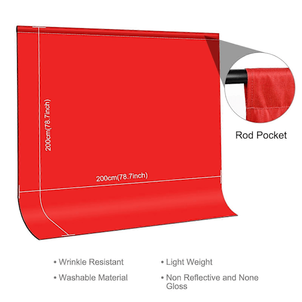 PULUZ 2m x 2m Valokuvaustausta Paksu Valokuvausstudiotausta Kangas Red