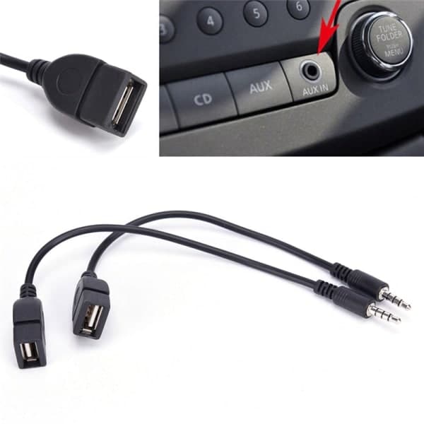 3,5 mm han AUX til USB 2.0 hun adapterkabel Co
