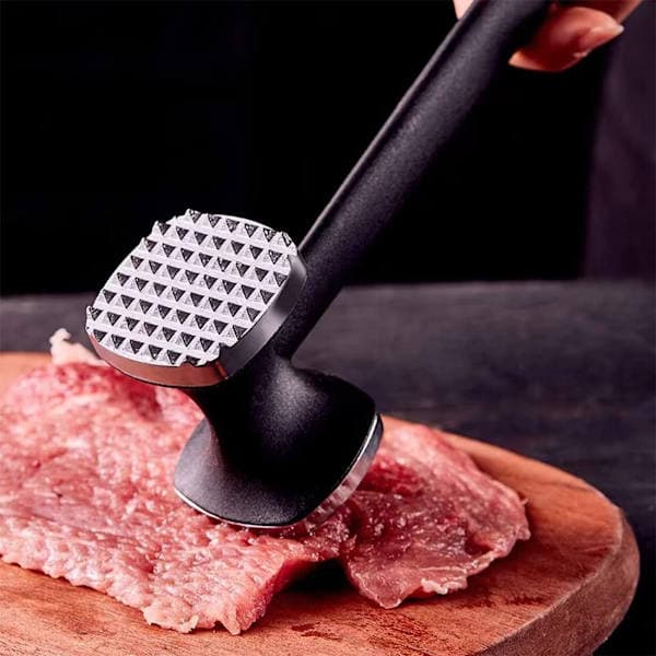 Köttmörare i rostfritt stål, dubbelsidig köttklubba för biff, kyckling, fläsk, diskmaskinssäker -