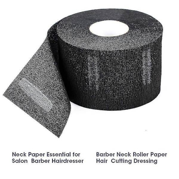 5 Rullar Engångs Pappershalsremsor för Barberare, Svart Professionell Stretchig Pappershalsband För Salong Hårklippning Styling