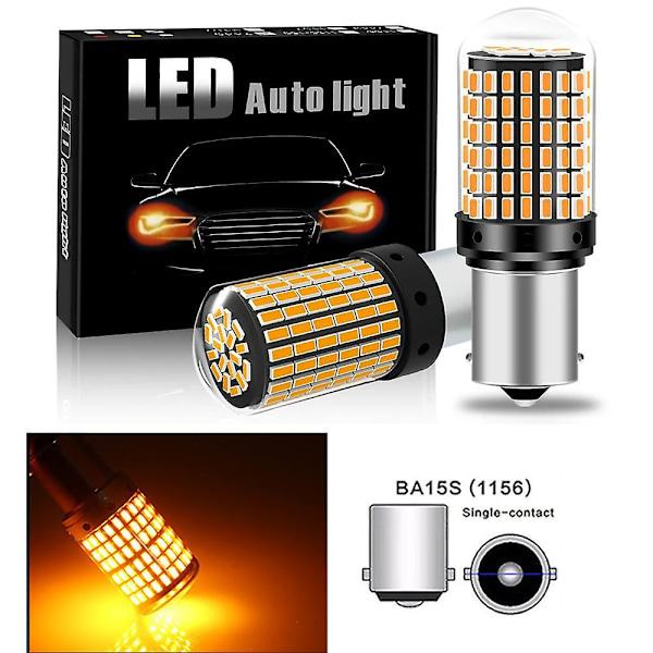 2 st 1156 BA15S P21W BAU15S PY21W T20 7440 W21W 3157 1157 P21/5W W21/5W LED-lampor 144 SMD led CanBus-lampa för blinkers yellow 2PCS 1156 P21W BA15S
