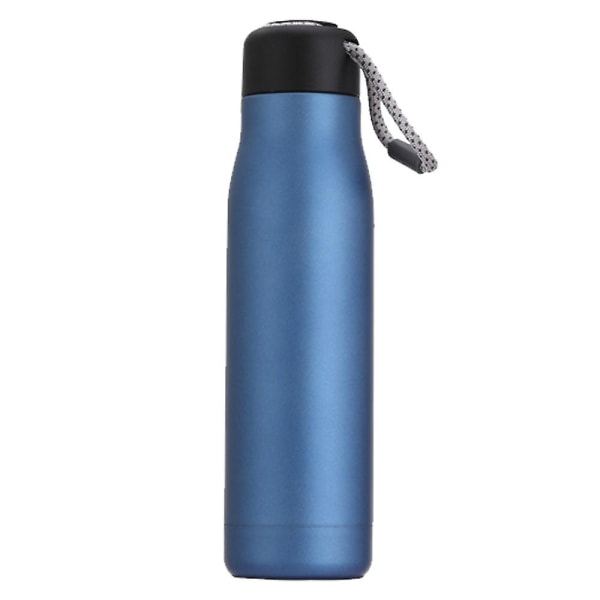 Vandflaske i rustfrit stål Vakuumisoleret termokolbe Genanvendelig sportsflaske Sort blue
