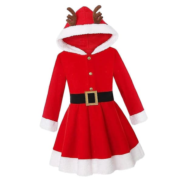 Juldräkt Julklänning Älg Huv Juloutfits Elegant Höst Vinter 160cm