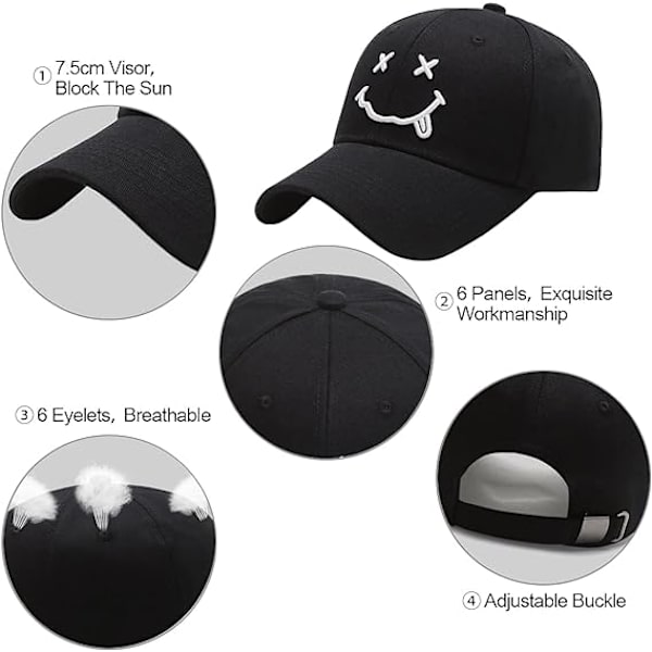 Baseball Cap til mænd - Quirky Bizarre broderi hatte unisex, Hip Hop Trucker Caps justerbar åndbar sommer solhat