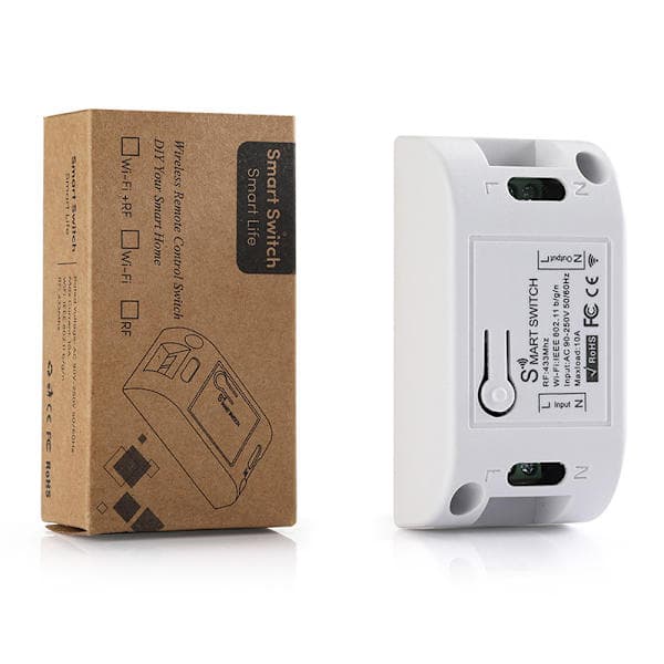1 stk. Smart Switch Timer DIY Trådløs Switch Stemmestyring Smart Hvid One Size