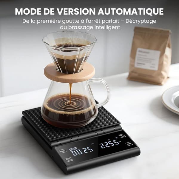 Kaffevåg med timer, uppladdningsbar digital köksvåg, 5 kg/0,1 g precisionsvåg för espresso