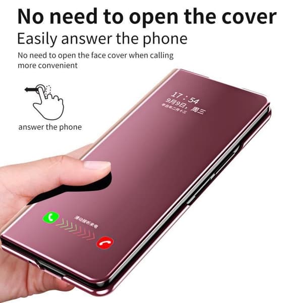 Etui - Galaxy Z Fold 4 - Stødsikkert - Spejl - Smart Stand - Pink
