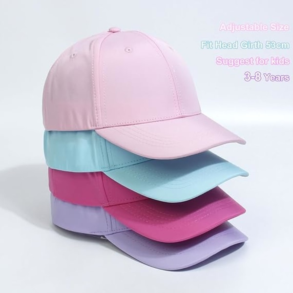 Barnehest med hestehale, baseballcaps for 3-8 år, jente- og guttegolfcaps, truckercaps, anti-UV-caps, tenniscaps, sommercaps for barn, solbeskyttelsescaps Pink