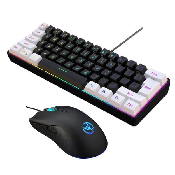 Kablet tastatur - CHANGM - 61 taster - Programmerbar RGB - Bakgrunnsbelyst - Spillmus-kombinasjon