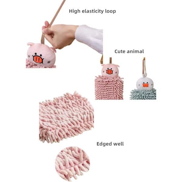 1-pack dubbelsidiga chenillehanddukar med hängöglor, fluffiga handdukar för badrum och kök (rosa)