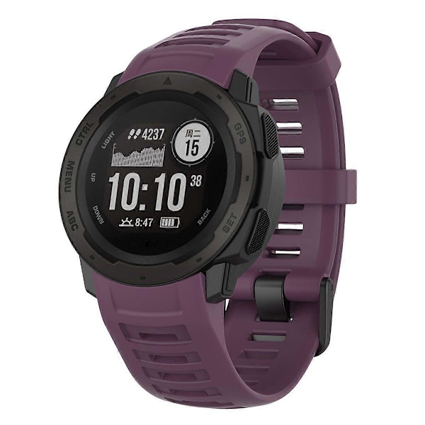 Silikon Armband för Garmin Instinct Tactical/Instinct Tide/Instinct 2/Instinct Armbandsrem med Svart Spänne Purple