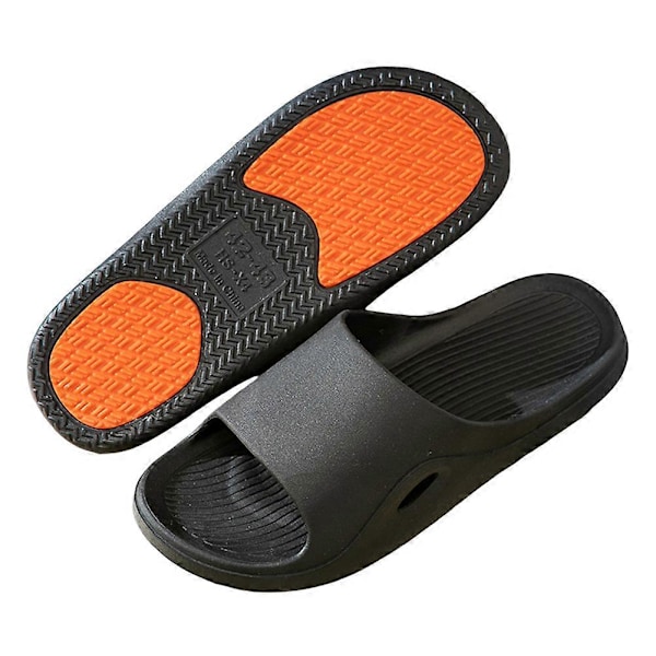 Flerfargede sklisikre tøfler for hjemmet Slitesterke myke sandaler for kvinner og menn Black 44 45
