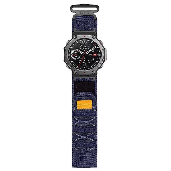 For Huami Amazfit T-Rex 3 Nylon Urrem med Loop-Lukning og Stik - Midnatsblå Multicolor Midnight Blue