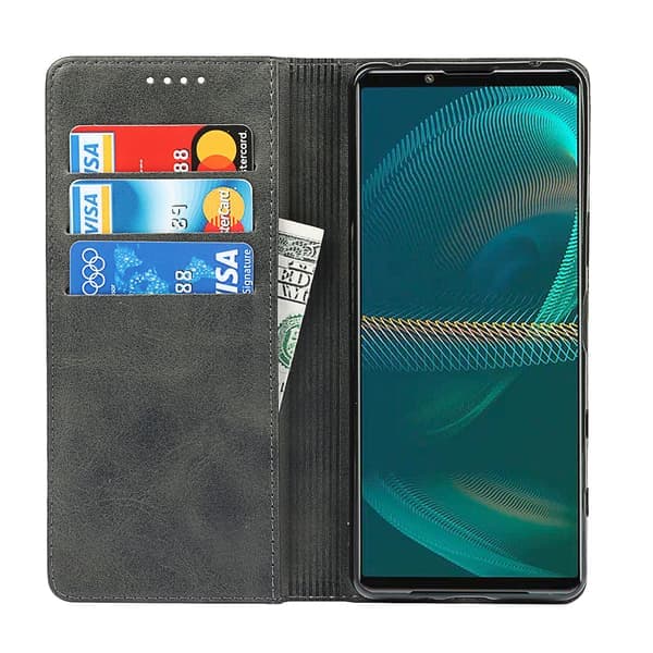 Sony Xperia 10V Wallet Cover - Sort Grå Sort sort