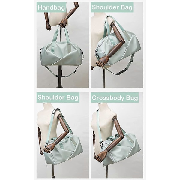 Gymnastiktaske til kvinder, lille rejsetaske med skorum, duffelbag til sport, weekend, yoga, svømning, sort-S Grey S