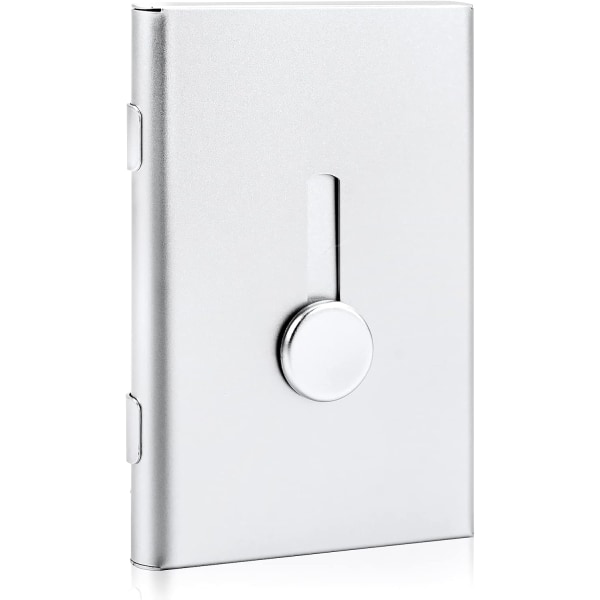 Käyntikortti, pidike Kannettava case alumiiniseosta ohut korttilompakko Automaattinen pop-up tasku case(hopea)