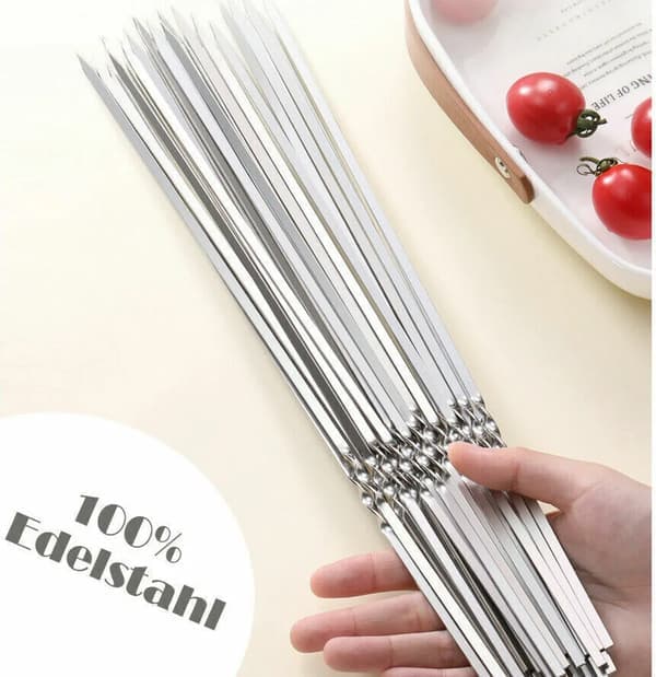 20x grillspyd i rustfritt stål, grillspyd i rustfritt stål, Schampura, grillspyd i rustfritt stål, 35 cm