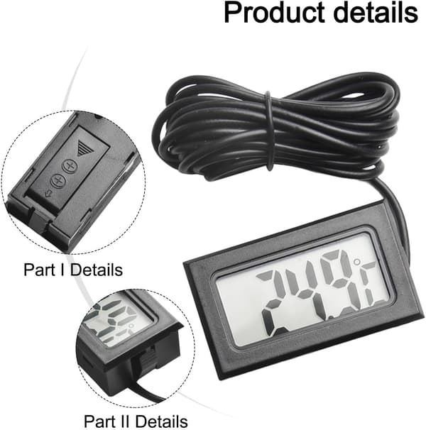 4-pack termometer 2m sondsensor kylskåp akvarium digital LCD med extern för vinkällare