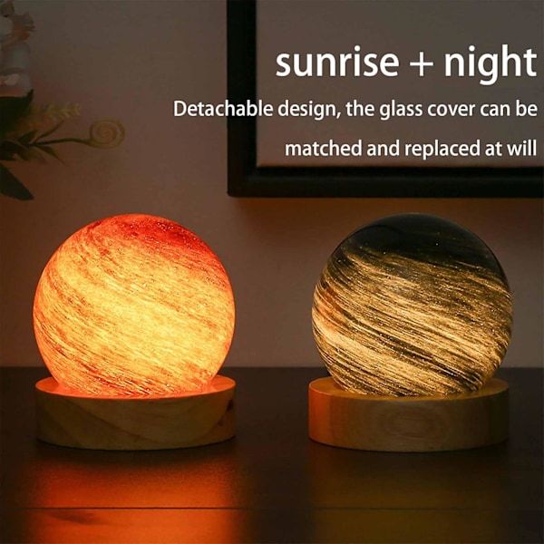 Bästa Rabatt-3d Kristallkula Måne Planet Glob Bordslampa Usb Led Nattlampa Heminredning Gåva Without battery 5