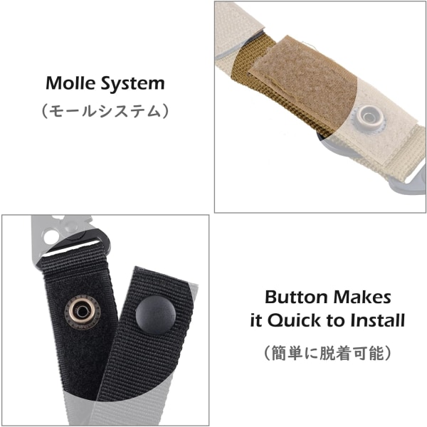 Taktisk belte nøkkelholder nøkkelring belteklips webbing spenne stropp belte nøkkelring for backpacking utendørs camping fotturer Black