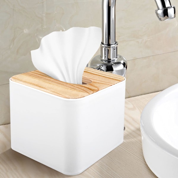 Firkant Tissue Box Tissue Box med Trælåg Husholdning Aftagelig Mini Træ Tissue Box