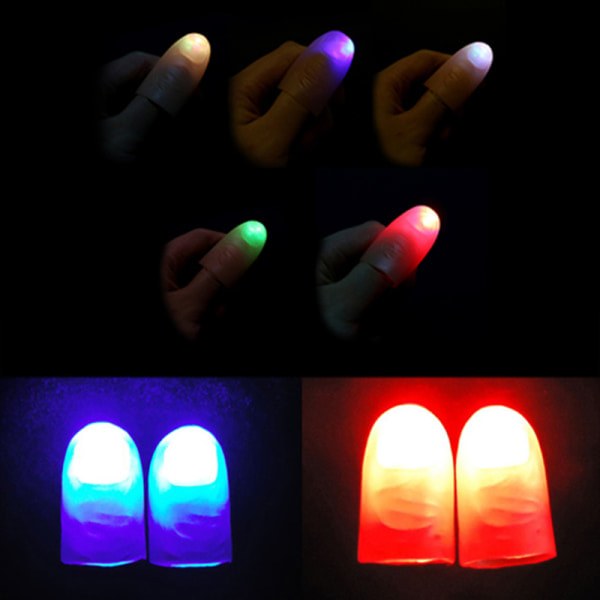 Party Magic Lights Up Glow Thumb Fingers Trick Show Blue 10pcs