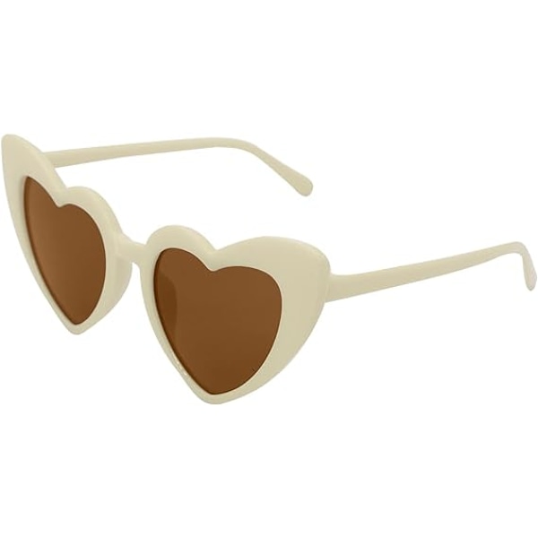 Lasten sydämenmuotoiset polarisoidut aurinkolasit, 70-luvun retro-rakkaussydämen kissansilmäaurinkolasit UV-suojalla Vintage-silmälasit tytöille ja pojille Beige/Brown