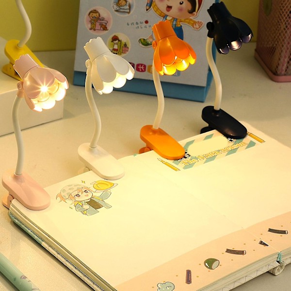 Skrivebordslampe, 360 graders rotasjon, klips-på-lampe, bærbar leselampe, klemme på skrivebord/bord/køyeseng/skap, hjemmebelysning Orange D