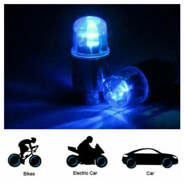 8 st Cykel Bil Motorcykel Hjul Däck Ventilhatt Flash LED ljusblå 8PCS blue