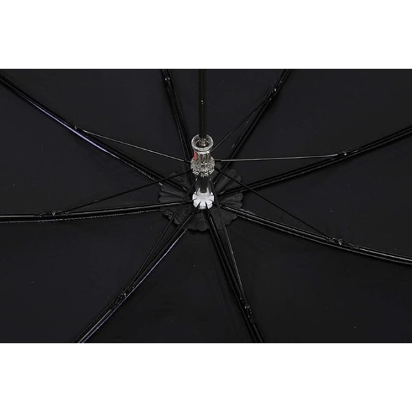 Hopfällbart UV-parasoll Snö/Regn/Solparaply Broderi Bröllopsparaply Black