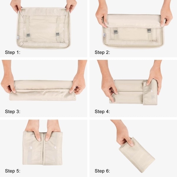 8-delade packningskuber, klädpåsar, arrangör för semester och resor Beige