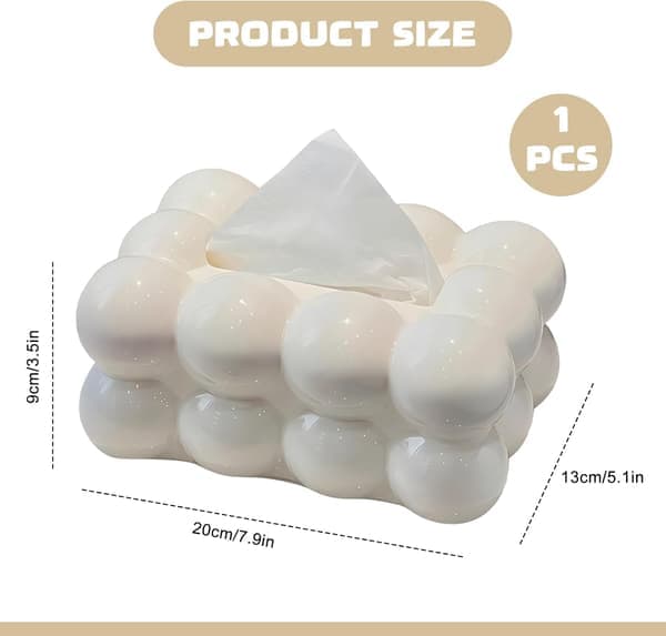Vit minimalistisk rektangulär näsdukslåda i plast 20 x 13 x 9 cm Dekorativ förvaringslåda för pappersnäsdukar