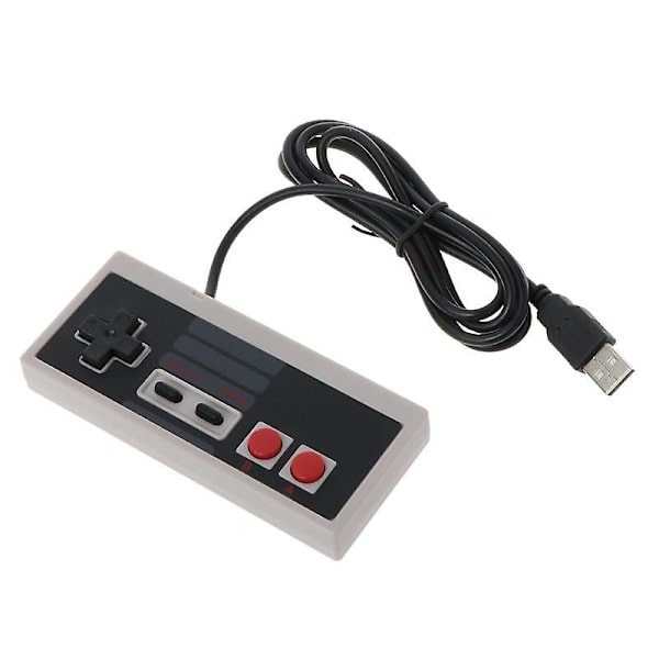 USB Spillkontroller Plug-and-Play Plast Svart+Grå For NES PC Windows Ny [DmS] Grå